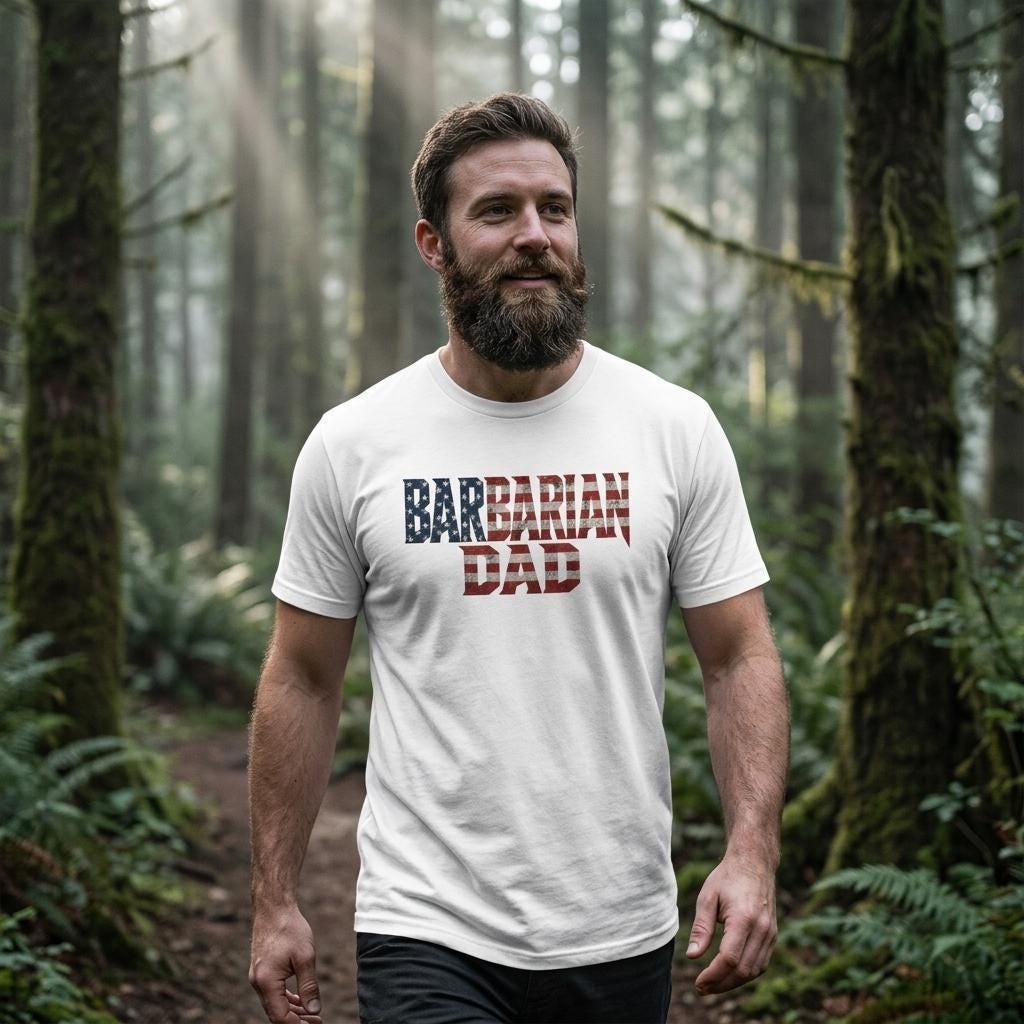 Barbarian Dad T-Shirt, Protect Provide Lead, USA Flag Tee