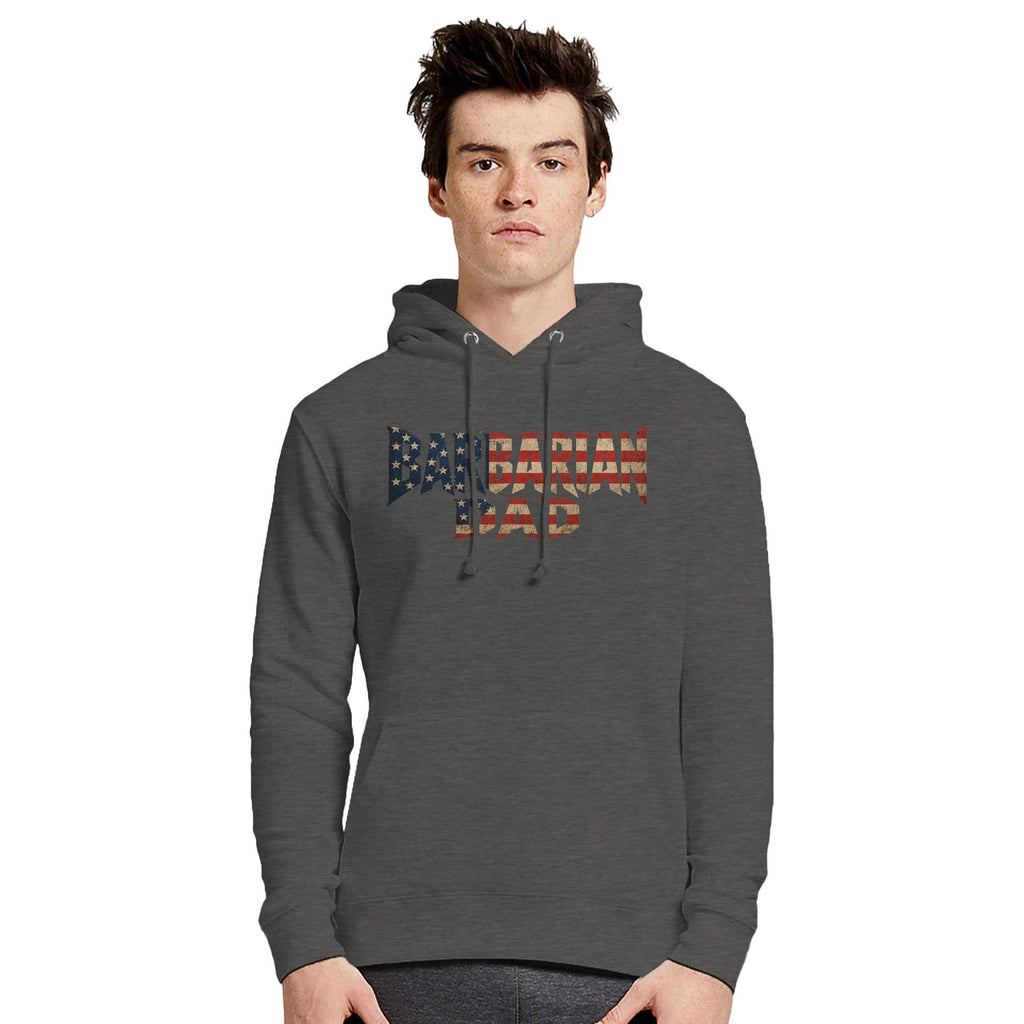 Barbarian Dad Hoodie, Patriotic USA Father's Day Sweatshirt, Strong American Pride Apparel