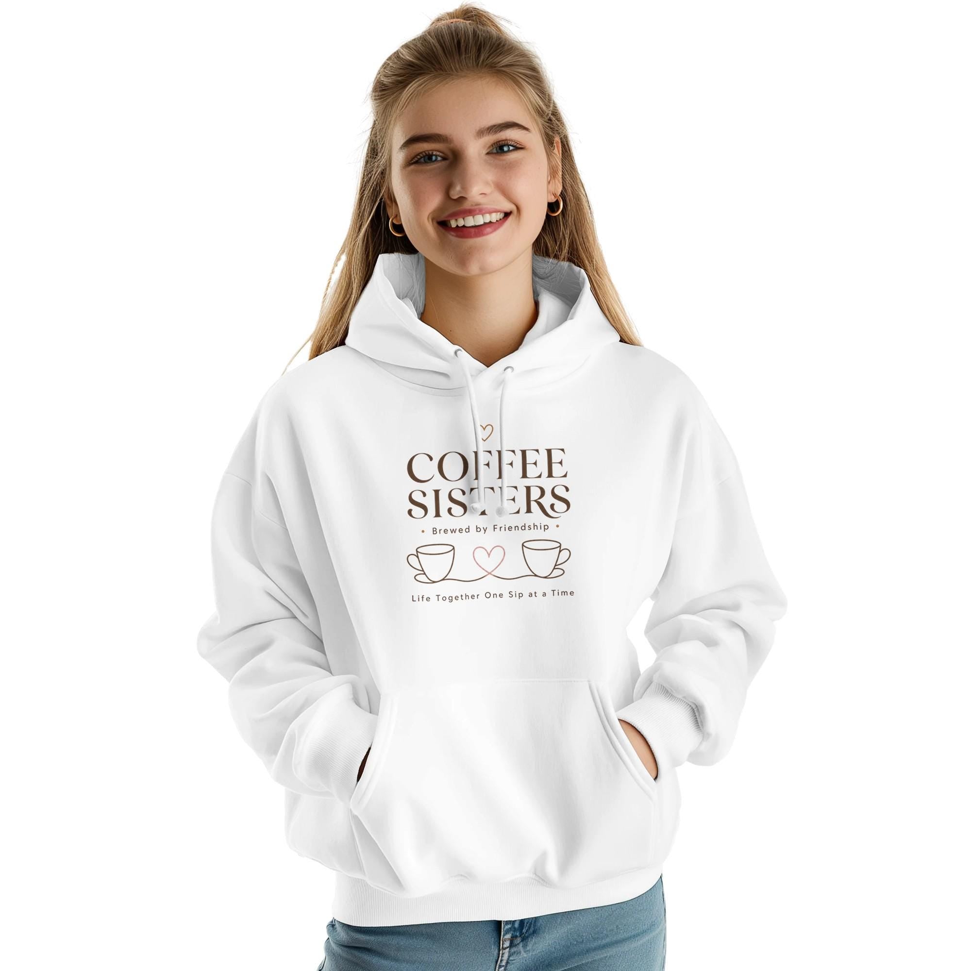 Coffee Sisters Hoodie, Retro Bestie Matching Sweatshirt, Vintage Caffeine Lover Top