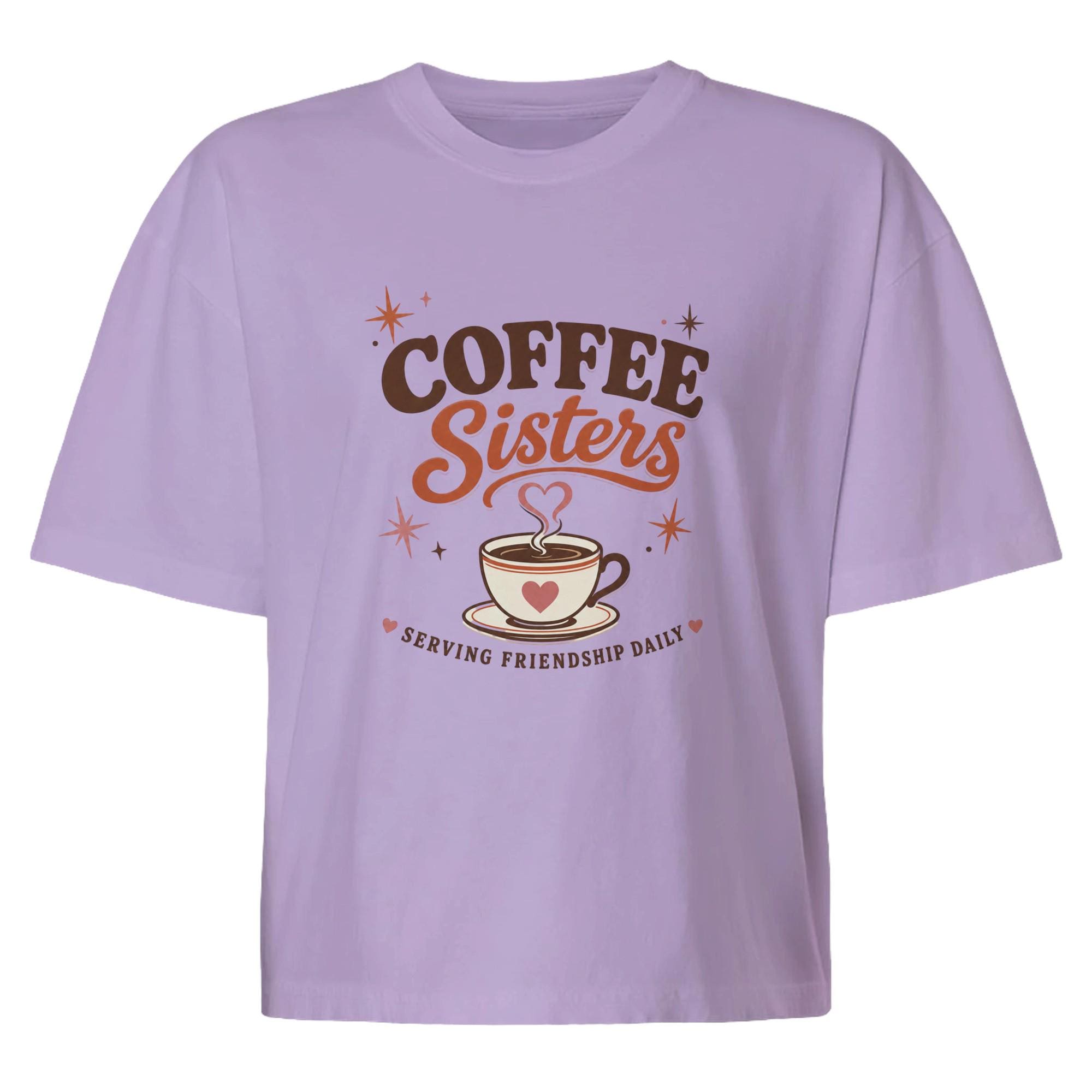Coffee Sisters Cropped T-Shirt, Vintage BFF Matching Tee, Heavyweight Boxy Cotton