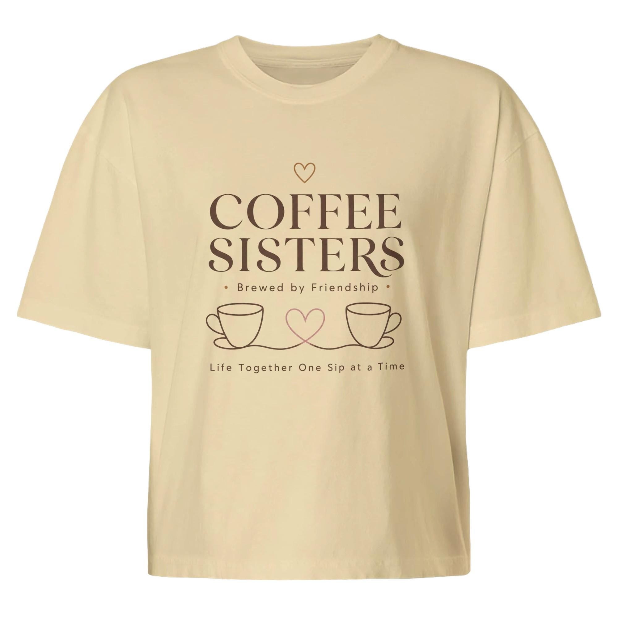 Coffee Sisters Cropped T-Shirt, Vintage Graphic Tee, Comfort Colors Boxy Crop Top