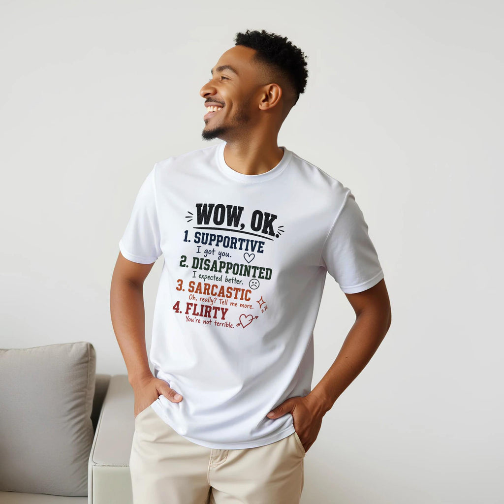 WOW OK Graphic Tee, Viral Meme Shirt, Sarcastic Cotton Crewneck