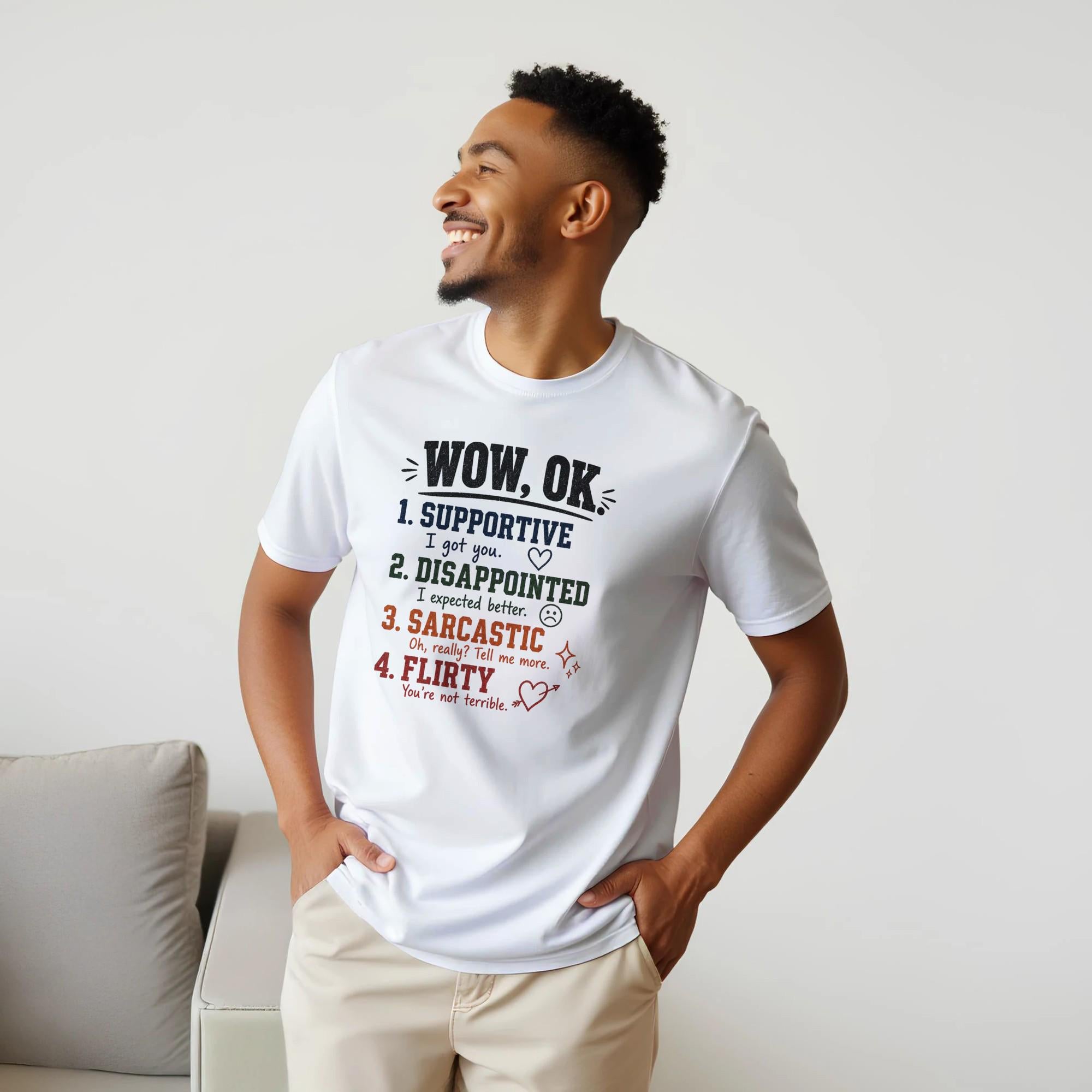 WOW OK Graphic Tee, Viral Meme Shirt, Sarcastic Cotton Crewneck