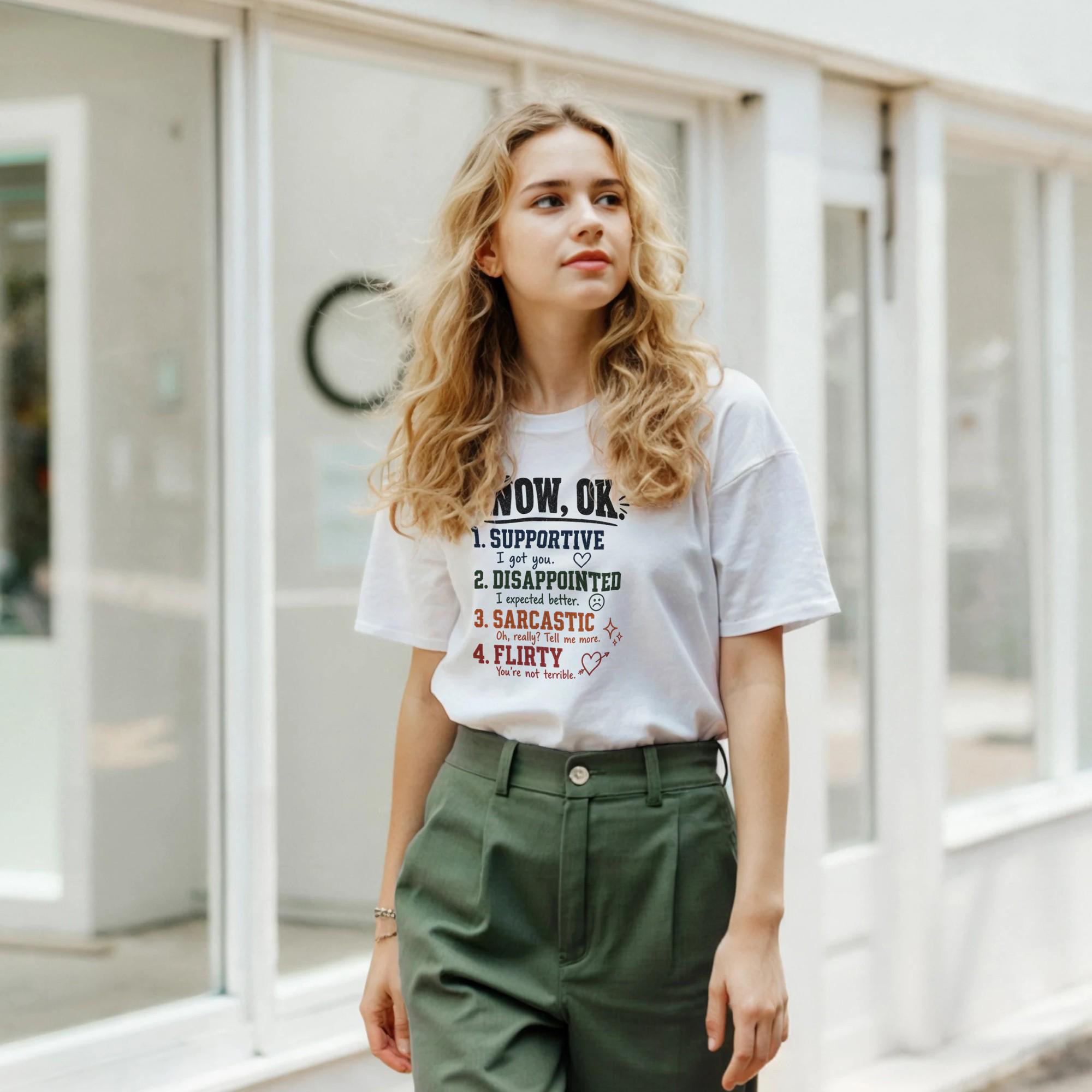 WOW OK Graphic Tee, Viral Meme Shirt, Sarcastic Cotton Crewneck