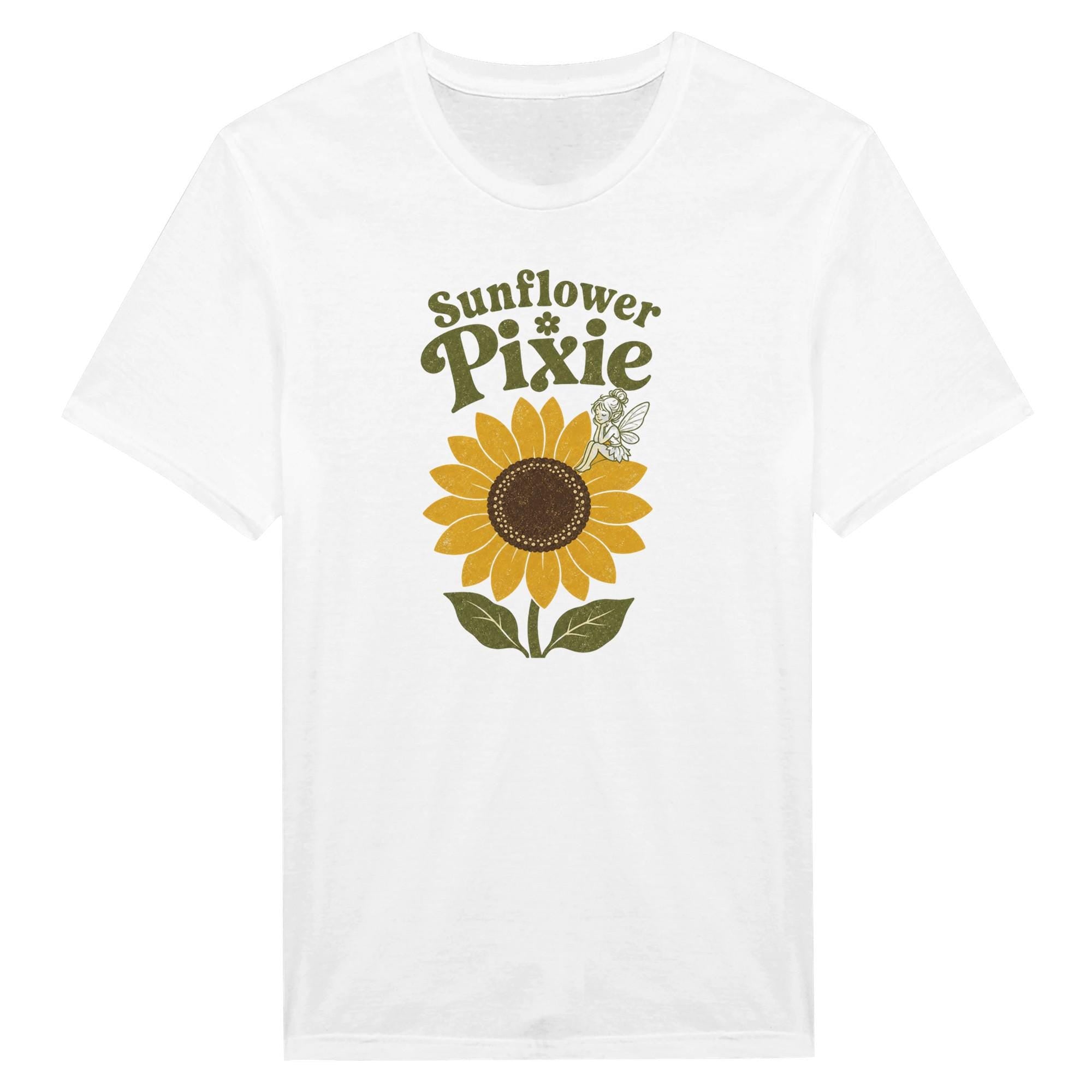 Sunflower Pixie Shirt, Boho Botanical Graphic Tee, Summer Garden Floral T-Shirt