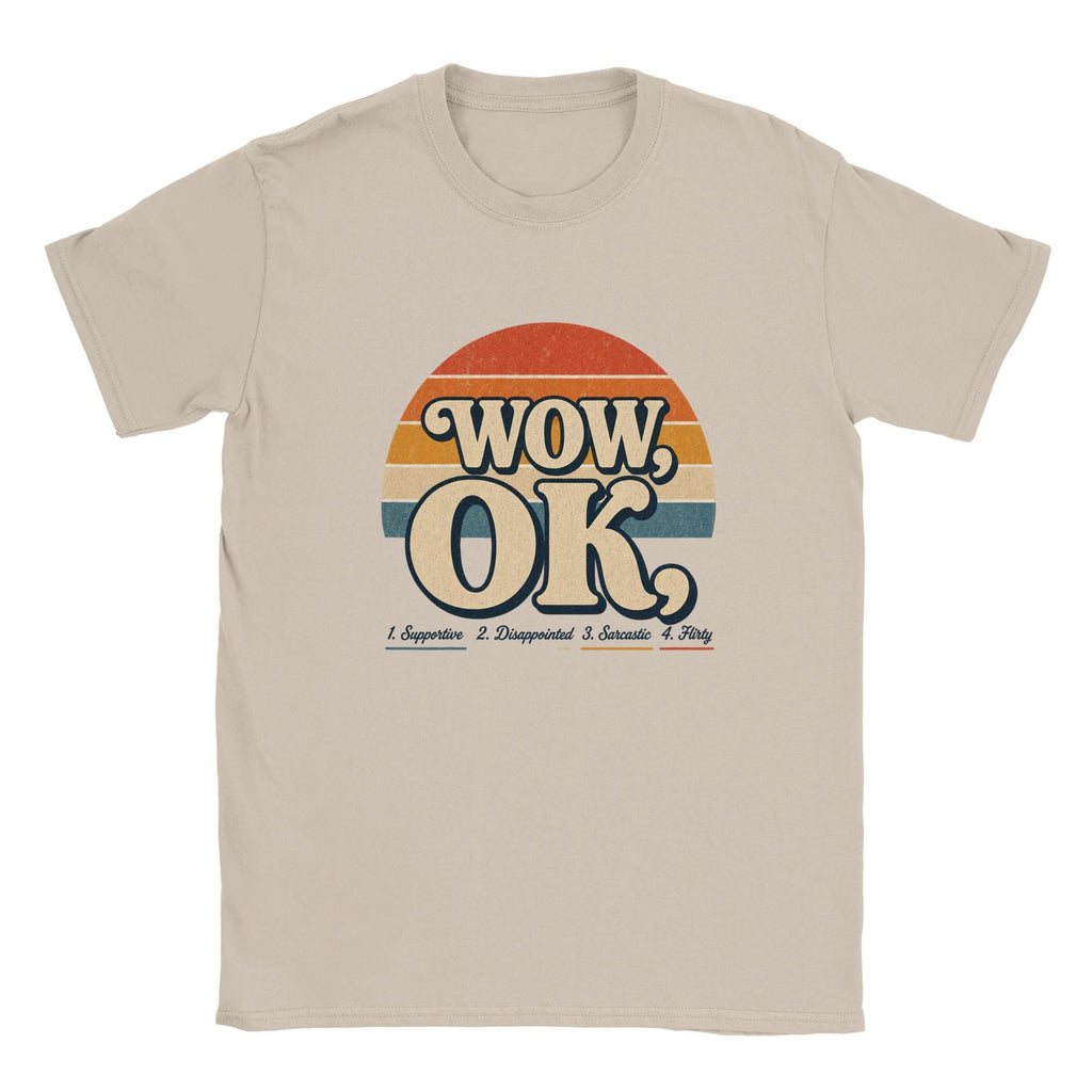 WOW OK Retro Sunset Graphic Tee, Viral Social Media Cotton Shirt