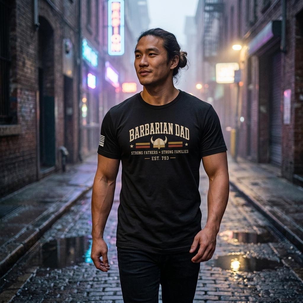 Barbarian Dad Retro T-Shirt, Vintage Style Graphic Tee, Father's Day Apparel
