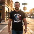 American Viking Helmet Shirt | Distressed Norse Warrior USA Flag Tee