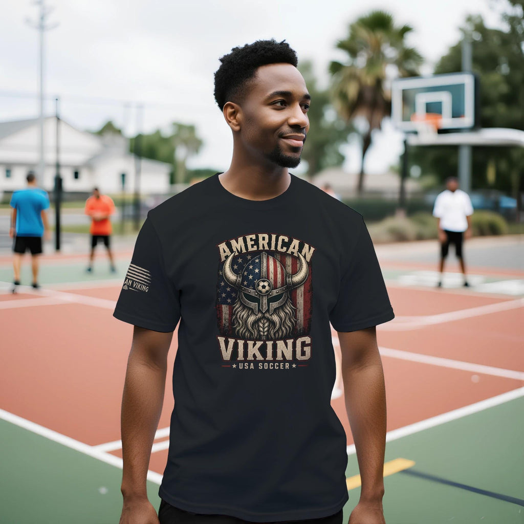 American Viking USA Soccer T-Shirt, Team Support Fan Tee