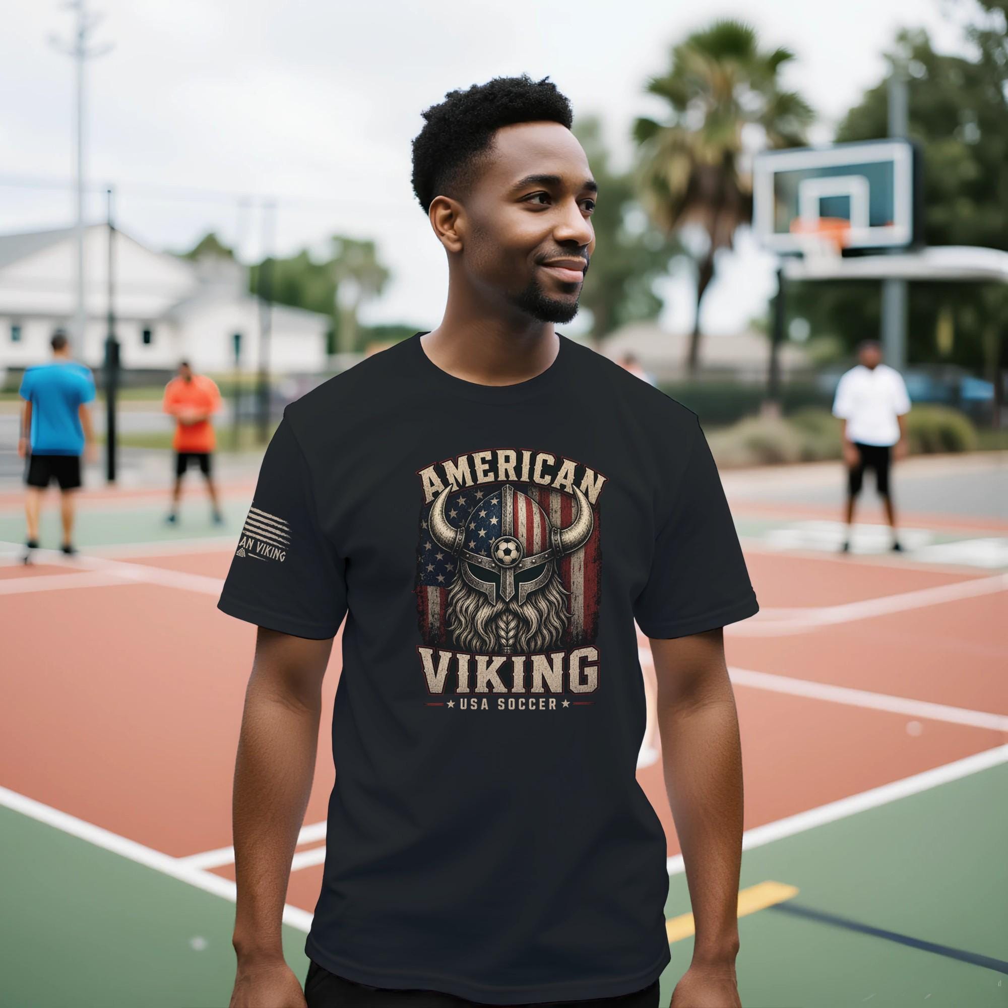American Viking USA Soccer T-Shirt, Team Support Fan Tee