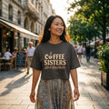 Coffee Sisters Cropped T-Shirt, Retro Caffeine Graphic Tee, Comfort Colors Boxy Shirt