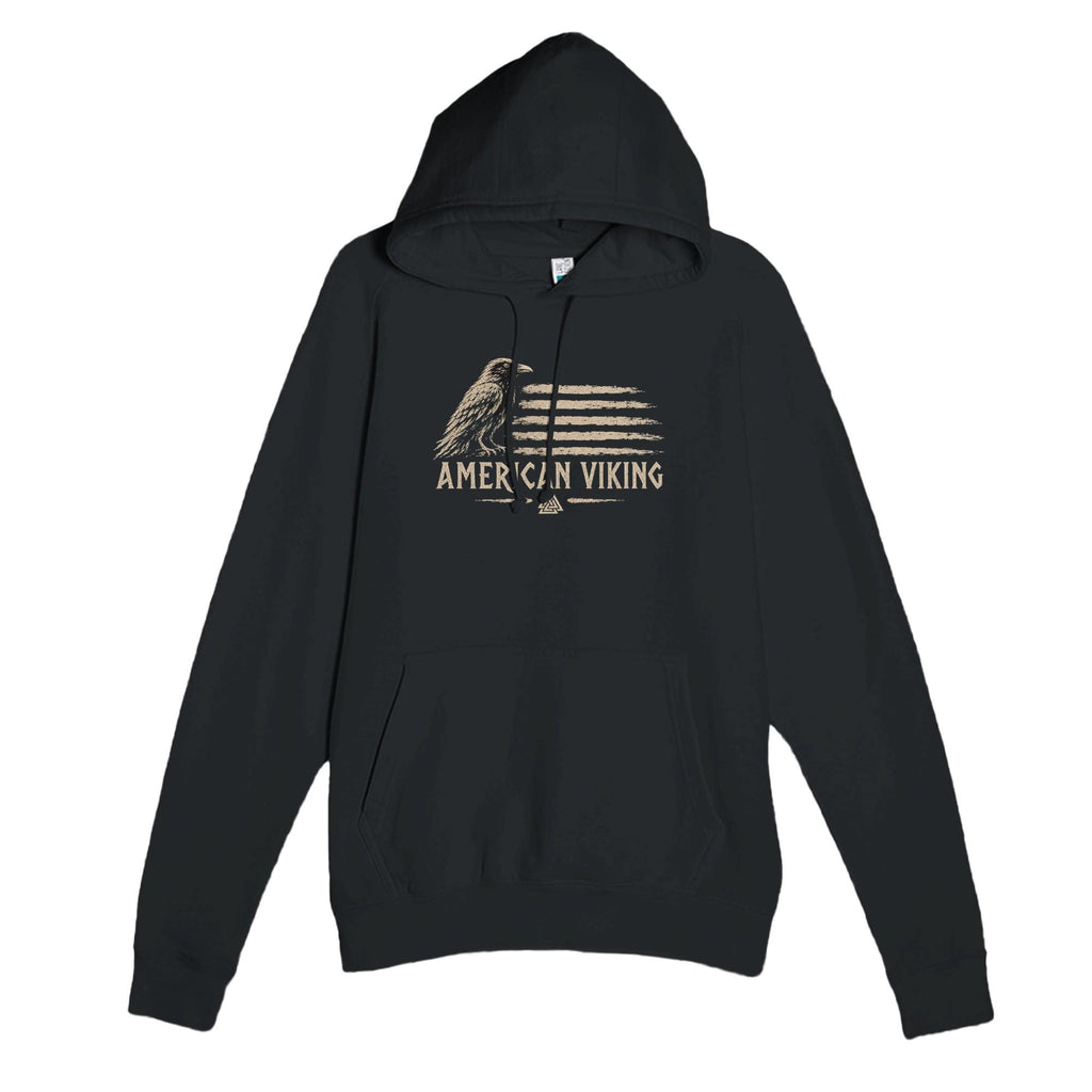 American Viking Hoodie, Norse Raven Valknut Graphic Sweatshirt, Warrior Mythology Apparel