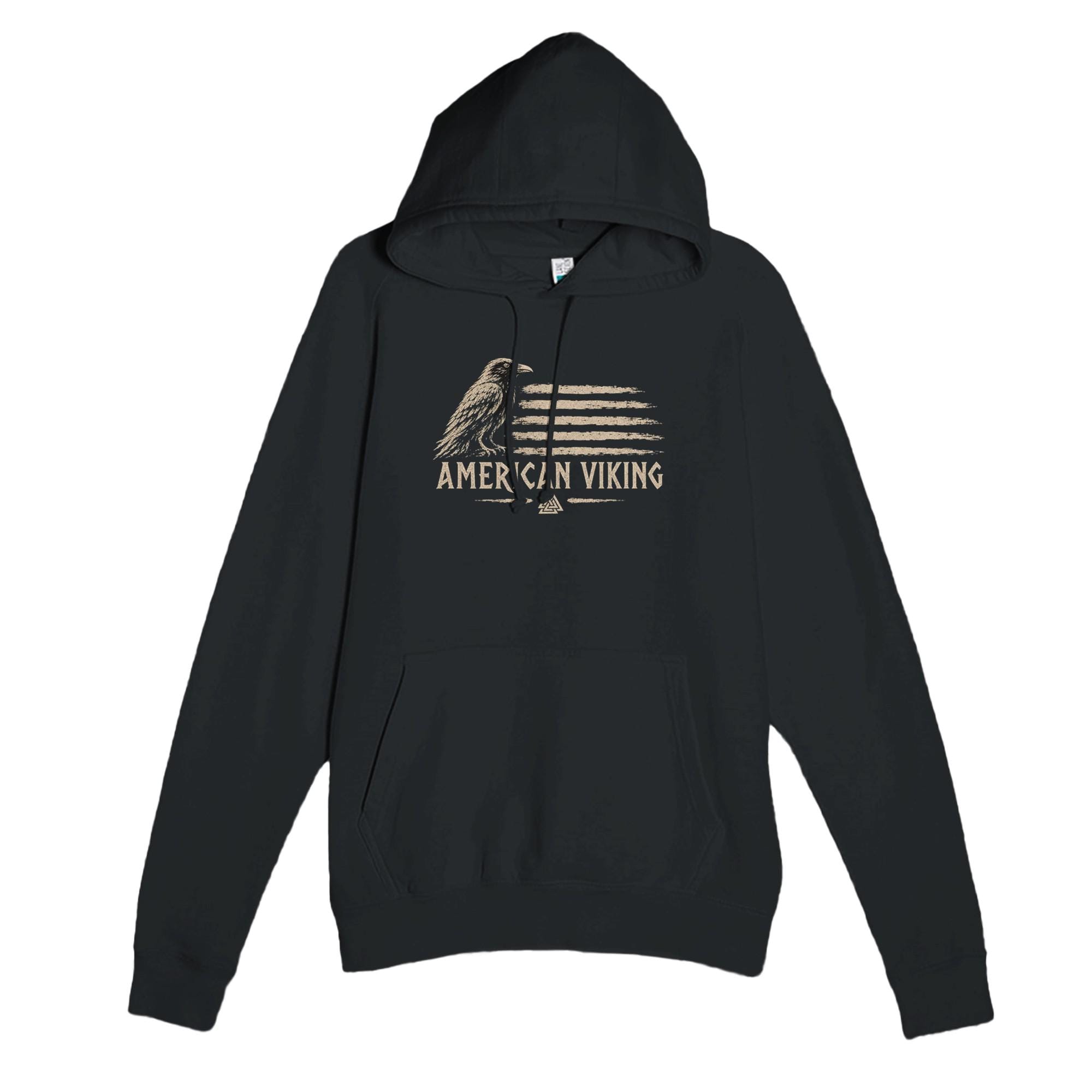 American Viking Hoodie, Norse Raven Valknut Graphic Sweatshirt, Warrior Mythology Apparel