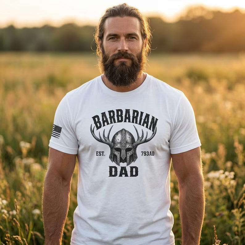 Barbarian Dad Viking T-Shirt - Premium Norse Warrior Graphic Tee