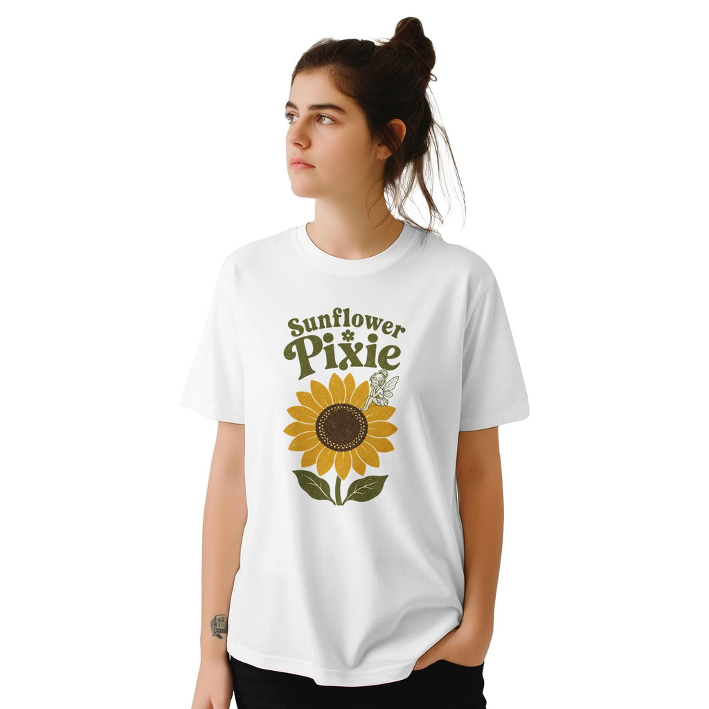 Sunflower Pixie Shirt, Boho Botanical Graphic Tee, Summer Garden Floral T-Shirt