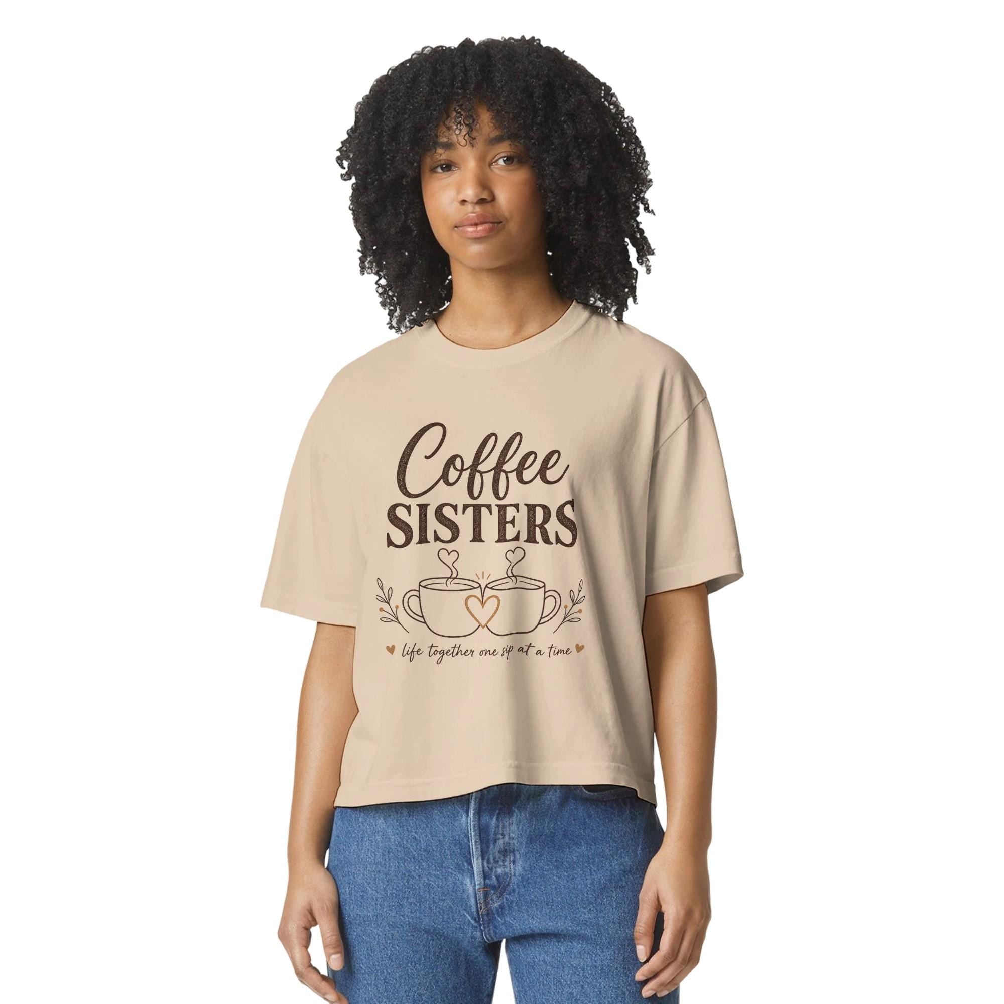 Coffee Sisters Crop Top – 1920s Slang Bestie Tee, Retro Coffee Lover Shirt