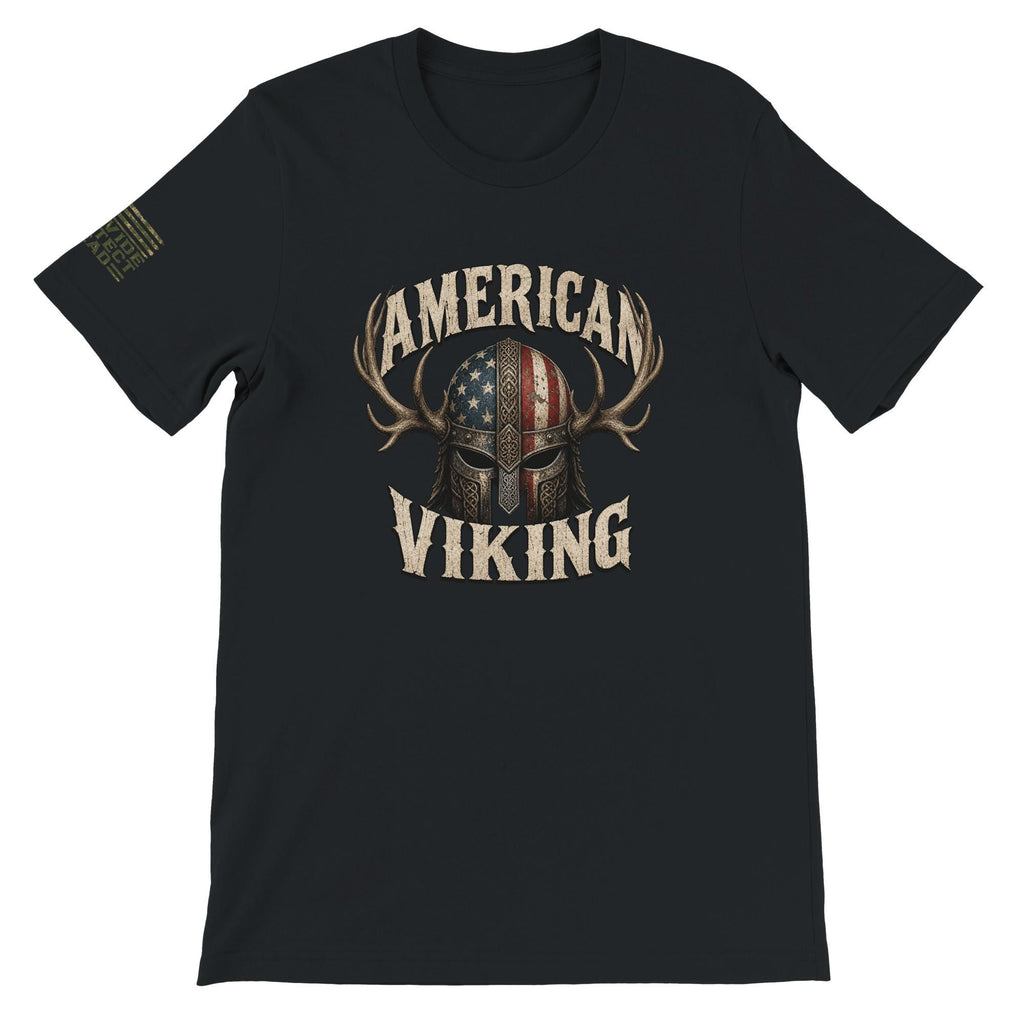 American Viking Norse Warrior Helmet T-Shirt, Distressed Antler Graphic Tee