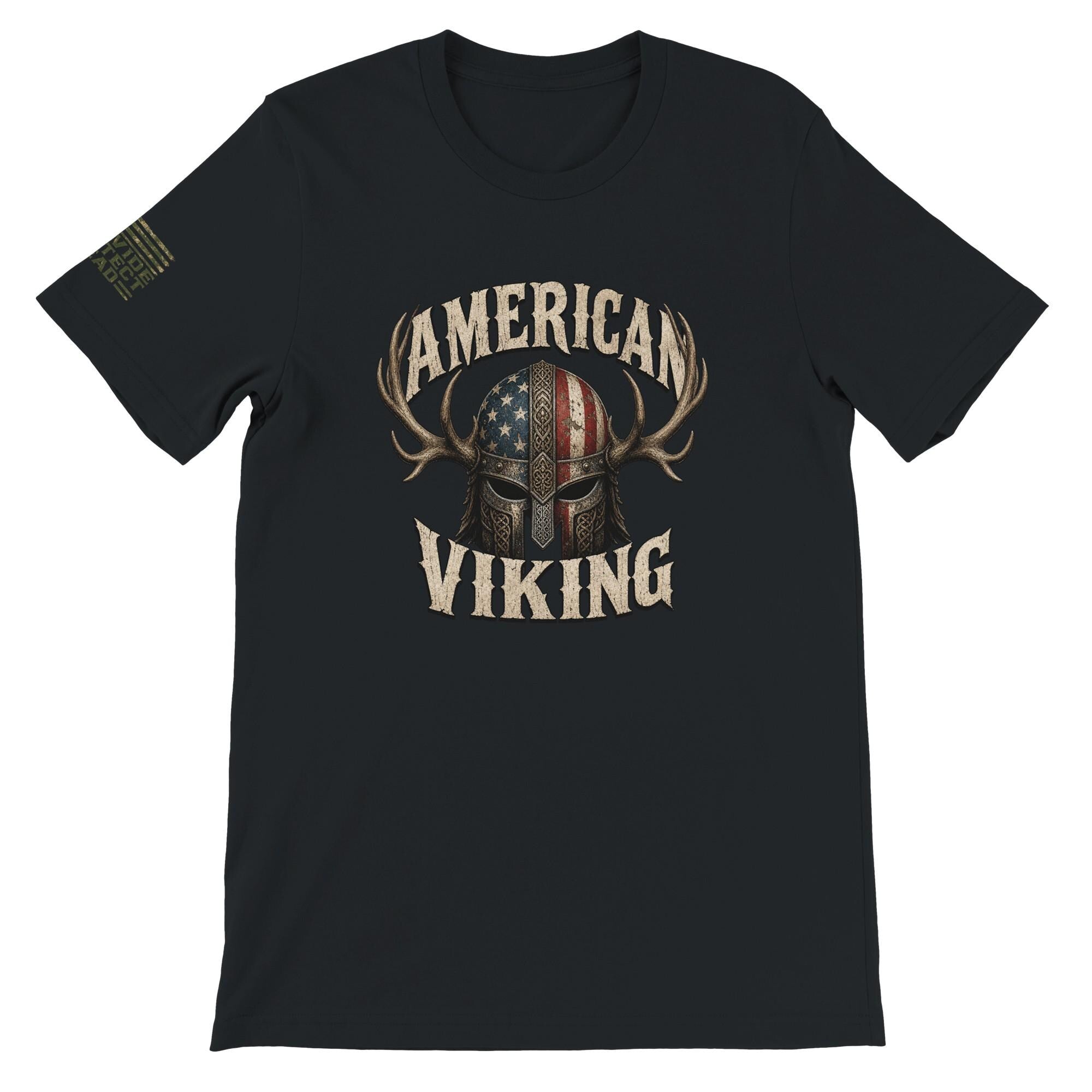 American Viking Norse Warrior Helmet T-Shirt, Distressed Antler Graphic Tee