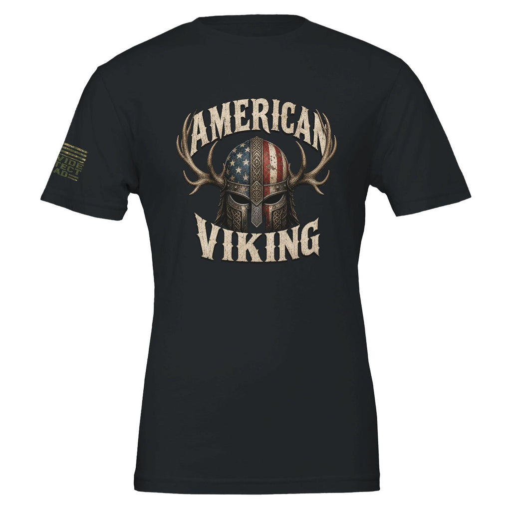 American Viking Norse Warrior Helmet T-Shirt, Distressed Antler Graphic Tee
