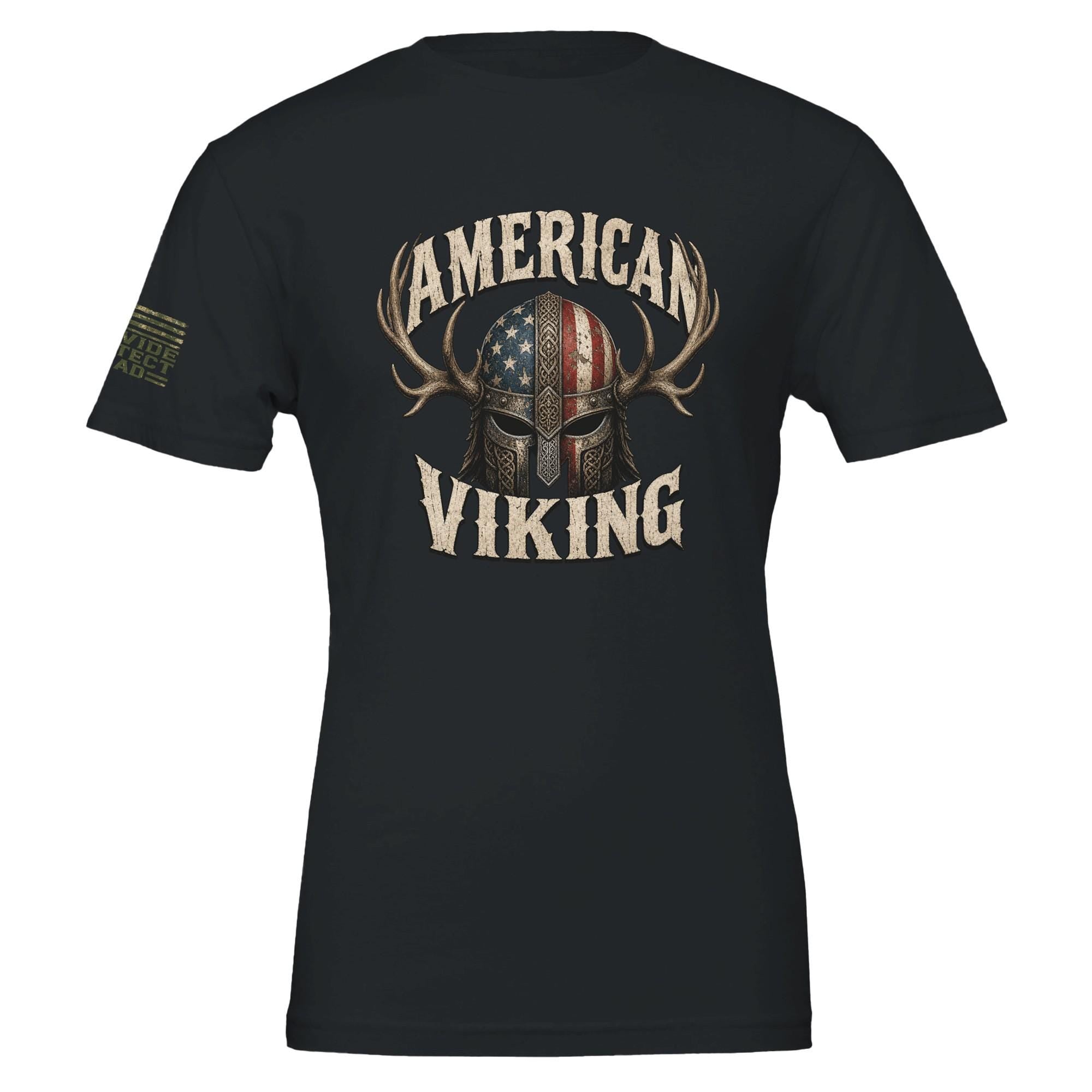 American Viking Norse Warrior Helmet T-Shirt, Distressed Antler Graphic Tee