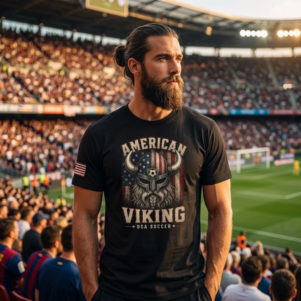 American Viking USA Soccer T-Shirt, Team Support Fan Tee