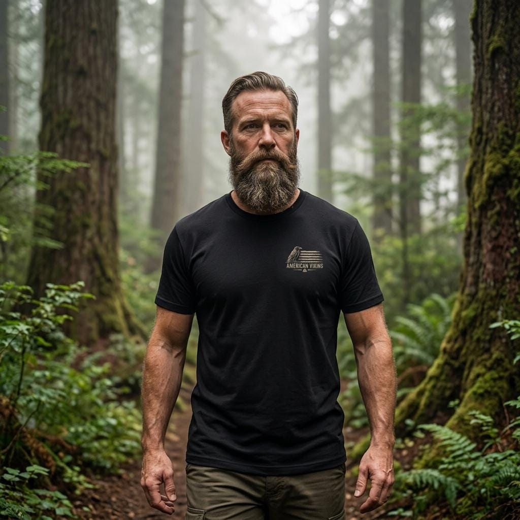 American Viking T-Shirt, Norse Raven Valknut Graphic Tee, Warrior Mindset Shirt