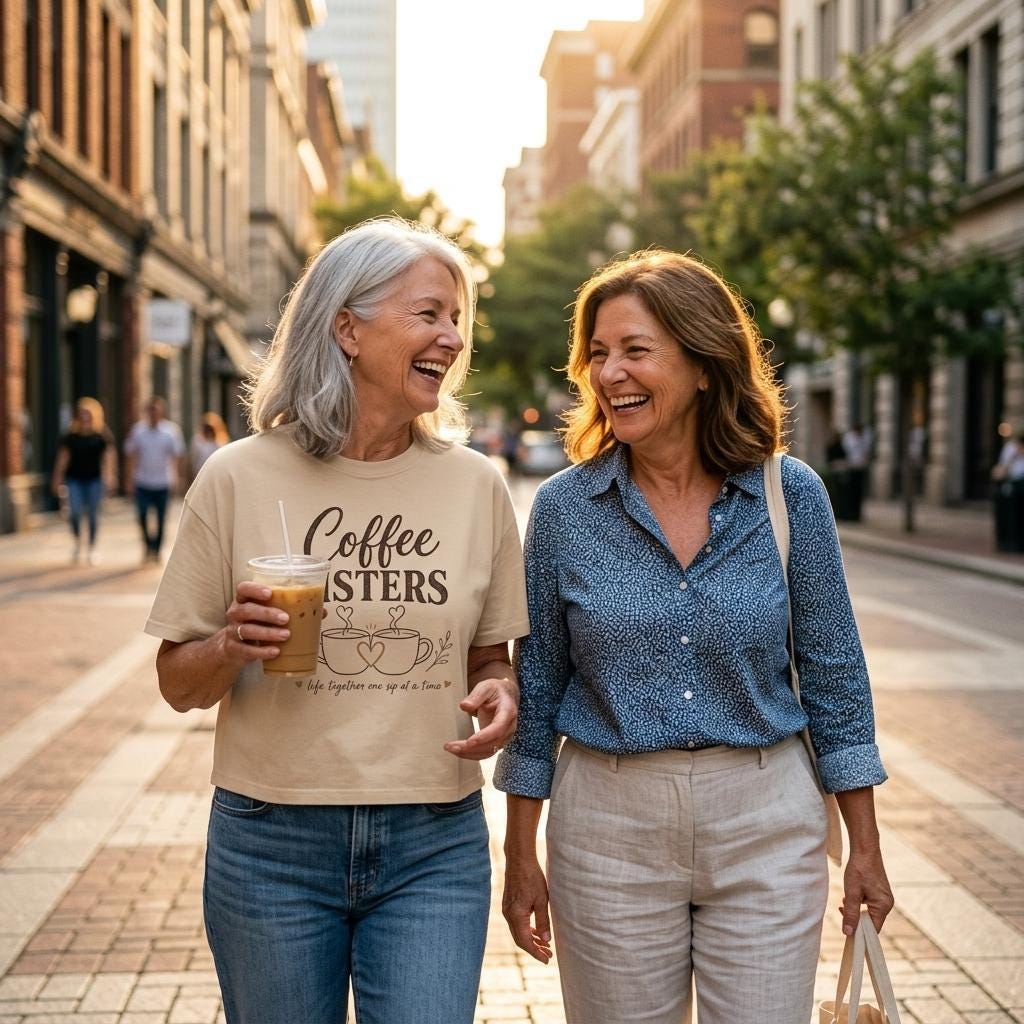 Coffee Sisters Crop Top – 1920s Slang Bestie Tee, Retro Coffee Lover Shirt