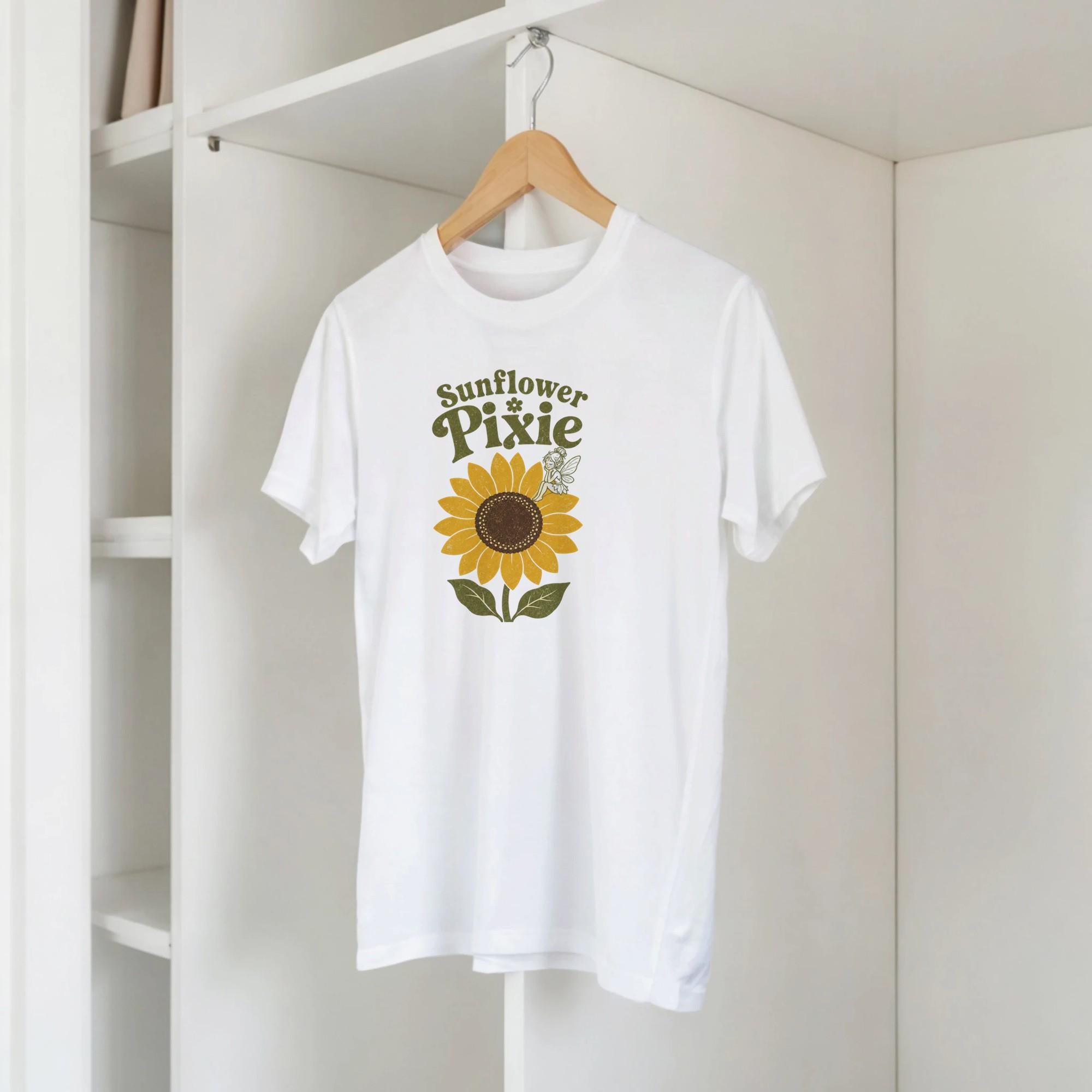 Sunflower Pixie Shirt, Boho Botanical Graphic Tee, Summer Garden Floral T-Shirt
