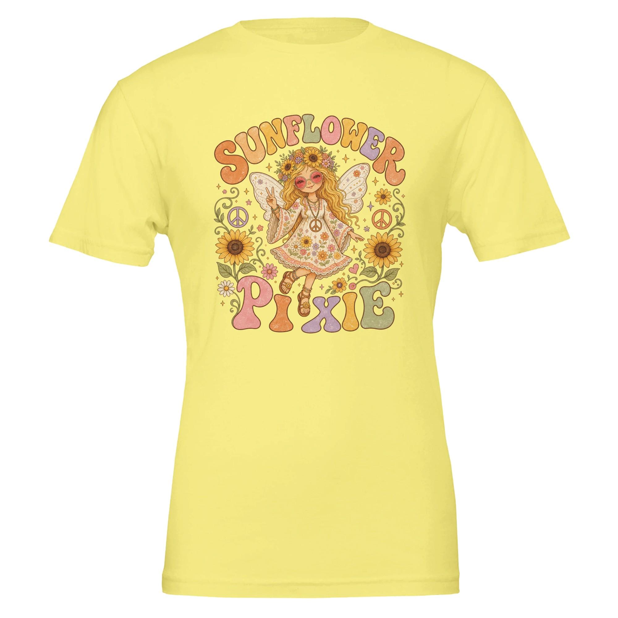 Sunflower Pixie T-Shirt, Boho Fairy Graphic Tee, Whimsical Summer Clothing