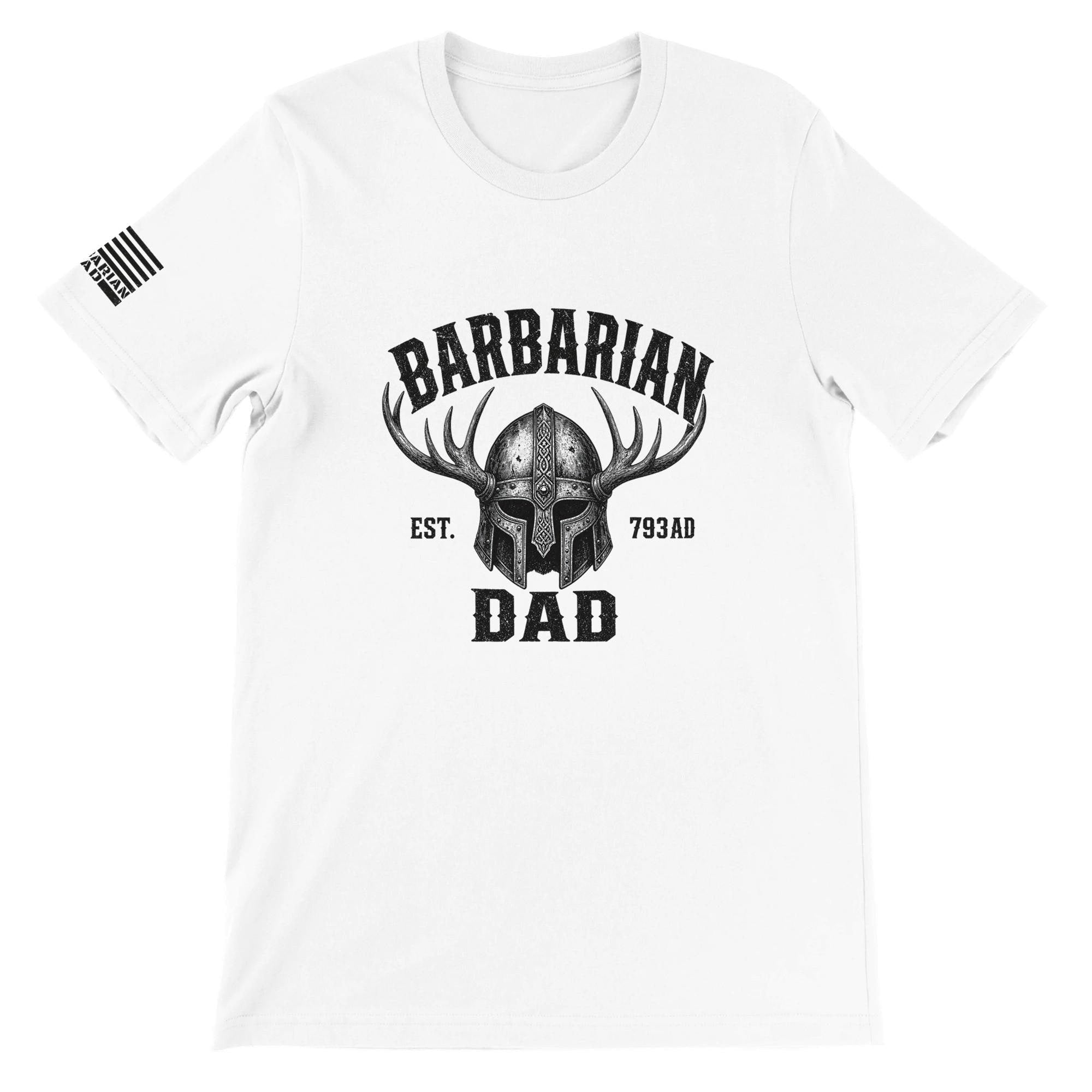Barbarian Dad Viking Helmet T-Shirt, Norse Warrior Graphic Tee, Father's Day Gift