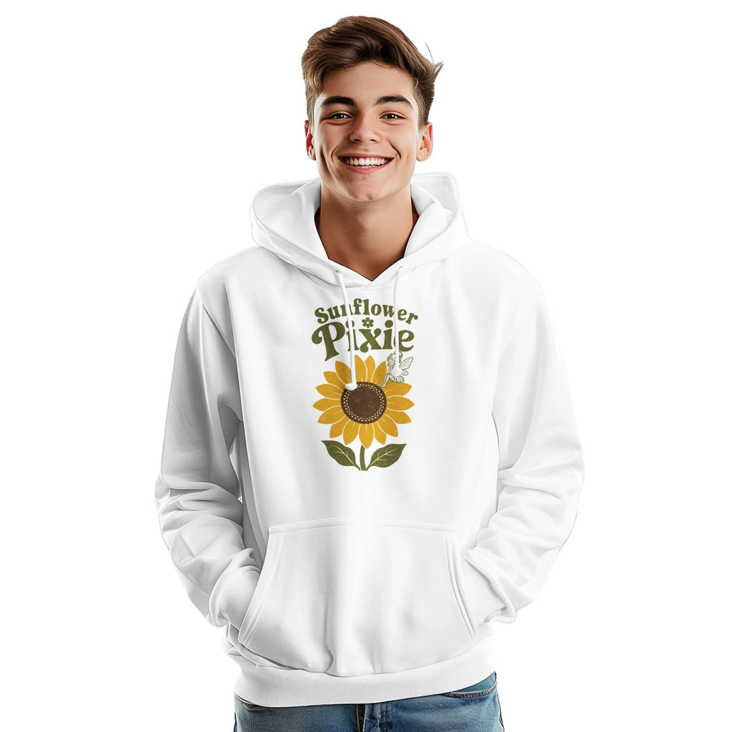Sunflower Pixie Hoodie, Whimsical Floral Boho Pullover, Summer Spring Sweatshirt