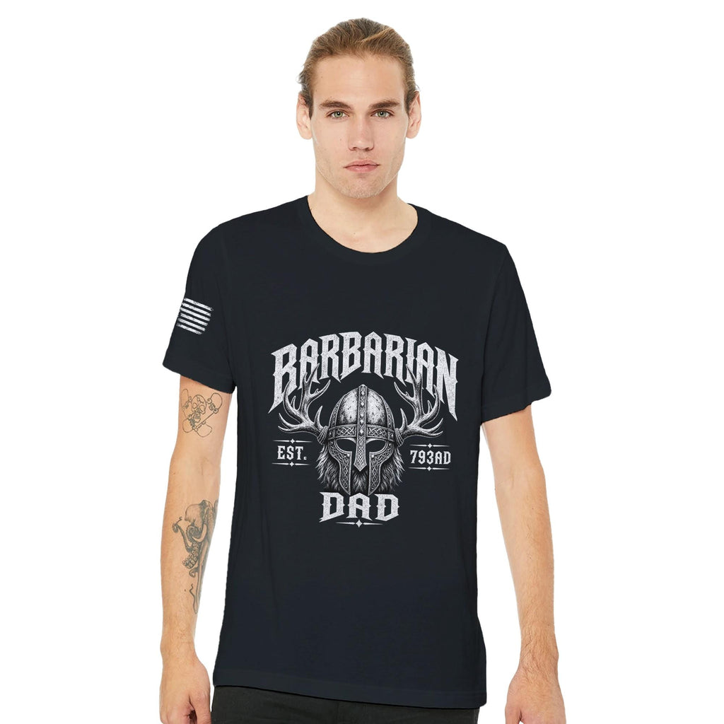 Barbarian Dad Shirt  Graphic Tee Antler Helmet