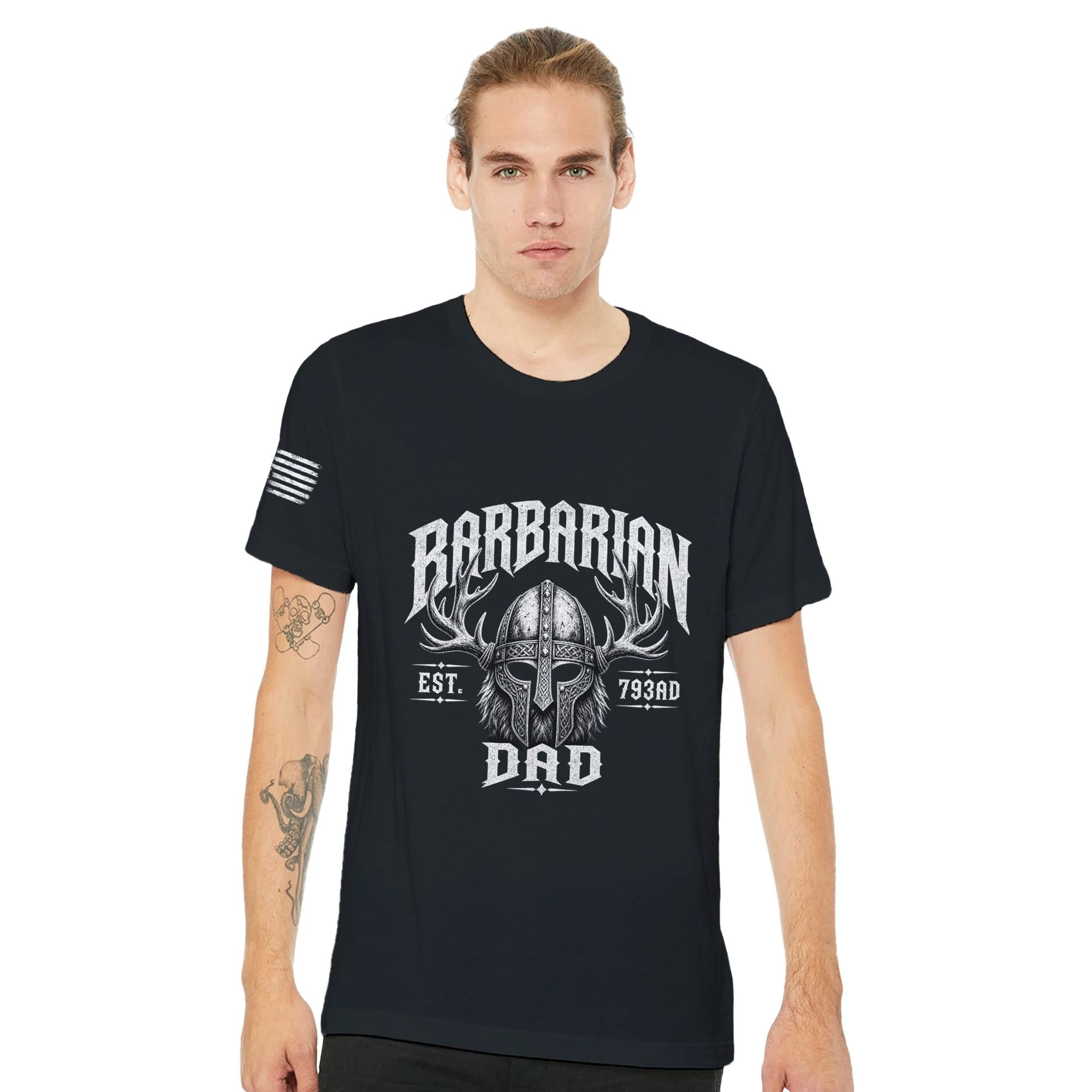 Barbarian Dad Shirt  Graphic Tee Antler Helmet